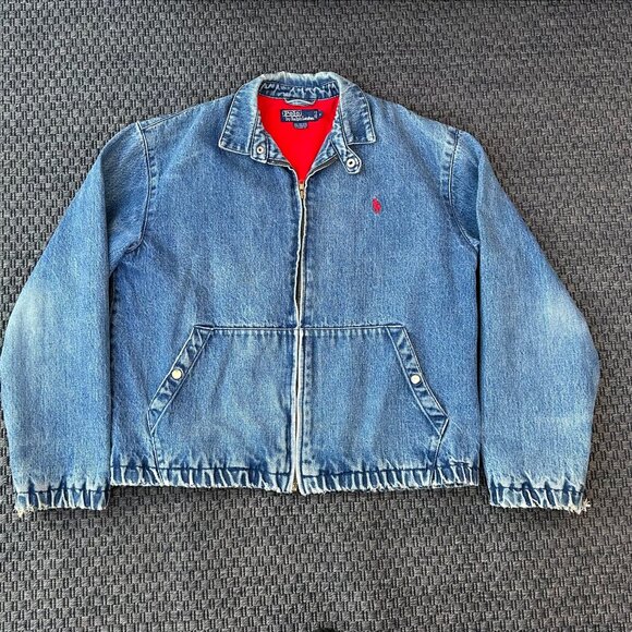 Vintage Ralph Lauren Denim Bomber Jacket - 90s Y2K Style - Picture 1 of 6
